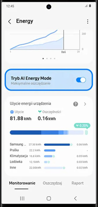 Aplikacja SmartThings - tryb AI Energy Mode Aplikacja SmartThings - aktywuj tryb AI Energy Mode