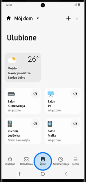 SmartThings - dotknij ikony Aplikacja SmartThings - dotknij ikony