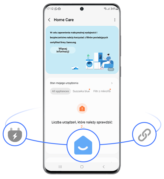 Funkcja SmartThings Home Care dla urządzeń Samsung Funkcja SmartThings Home Care dedykowana urządzeniom Samsung