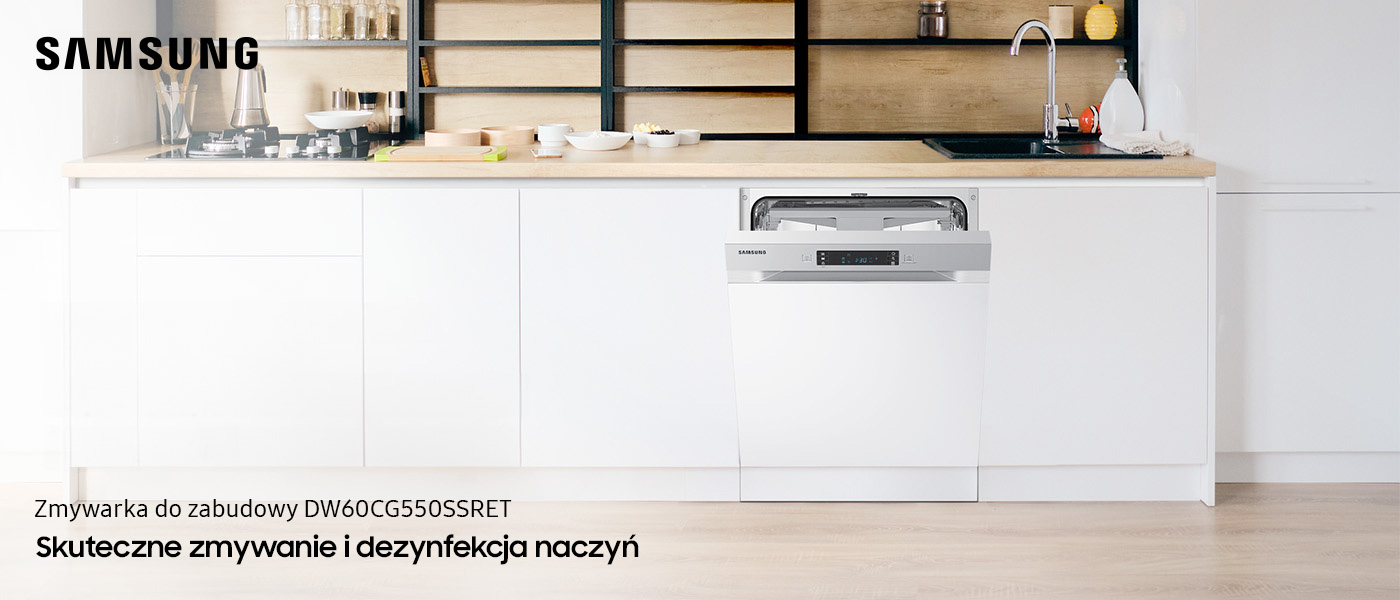 Zmywarka do zabudowy DW60CG550SSRET Samsung - zdjęcie w kuchni Zmywarka do zabudowy DW60CG550SSRET Samsung - zdjęcie w jasnej kuchni