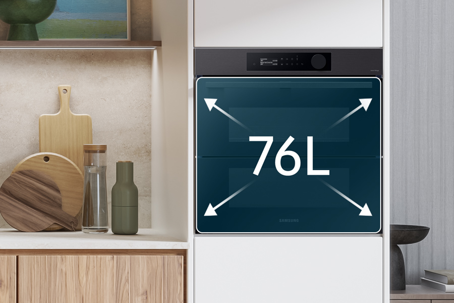 Piekarnik parowy NV7B57508AB Samsung - zdjęcie - pojemność Piekarnik parowy NV7B57508AB Samsung Natural Steam - zdjęcie - pojemność