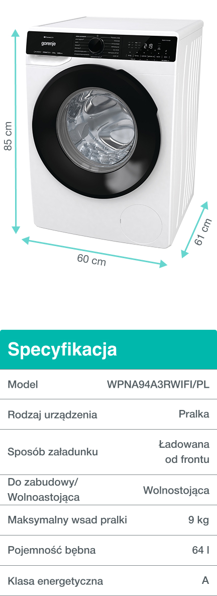 Image: GORENJE LAUNDRY WPNA94A3RWIFI-PL GORENJE LAUNDRY WPNA94A3RWIFI-PL