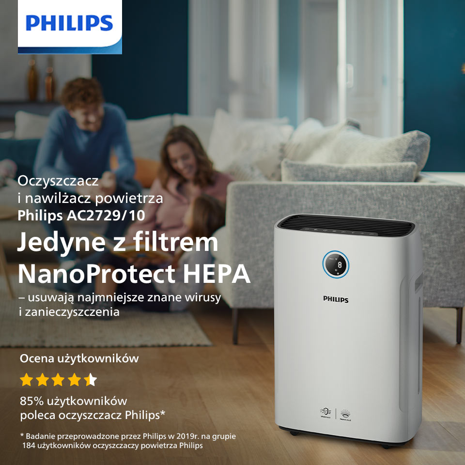Philips Filtr NanoProtect HEPAwychwytuje cząsteczki 100x mniejsze niż standardowe filtry HEPA Philips Filtr NanoProtect HEPAwychwytuje cząsteczki 100x mniejsze niż standardowe filtry HEPA