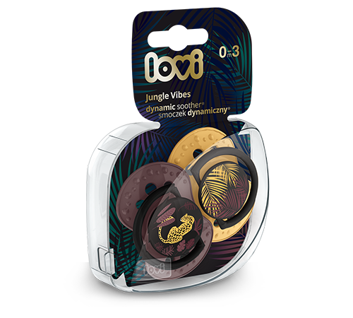 Dynamiczny smoczek® uspokajający LOVI jungle-vibes 0-3m w opakowaniu