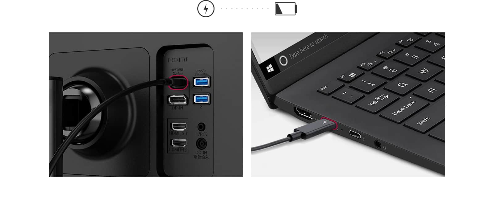 pozwala na jednoczesne zasilanie monitora i ładowanie podłączonego laptopa (z mocą do 96 W).
