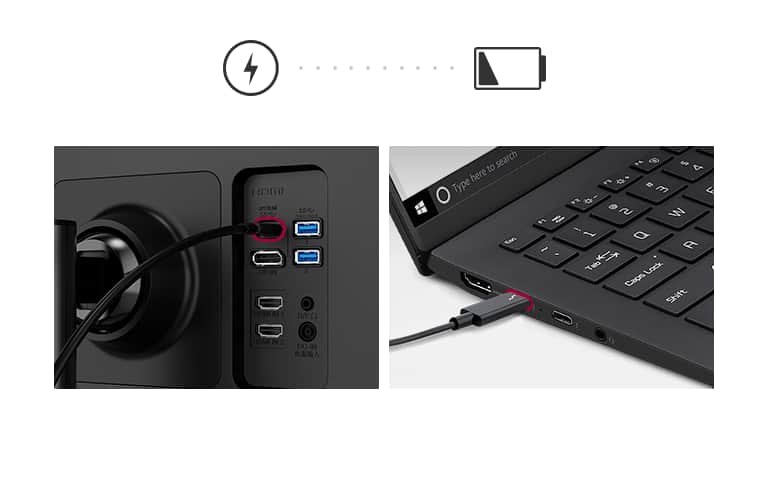 pozwala na jednoczesne zasilanie monitora i ładowanie podłączonego laptopa (z mocą do 96 W).
