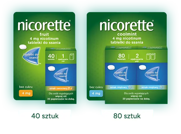 Wielkość opakowań TABLETEK Nicorette