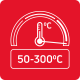 Szeroki zakres temperatur: 50°C - 300°C Szeroki zakres temperatur: 50°C - 300°C