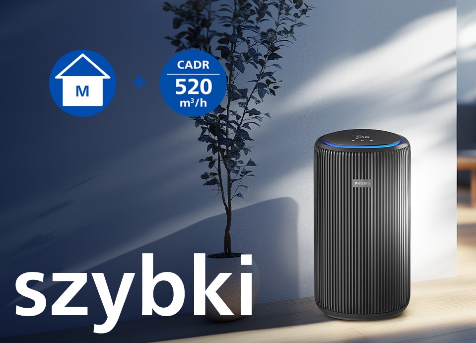filtracja 520 m³/h (CADR) z łatwością poradzi sobie z dużymi przestrzeniami do 135 m² filtracja 520 m³/h (CADR) z łatwością poradzi sobie z dużymi przestrzeniami do 135 m²