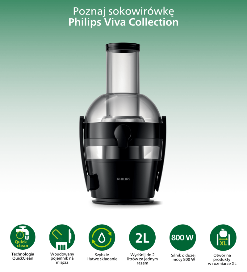 Benefity sokowirówki Philips Viva Collection Benefity sokowirówki Philips Viva Collection
