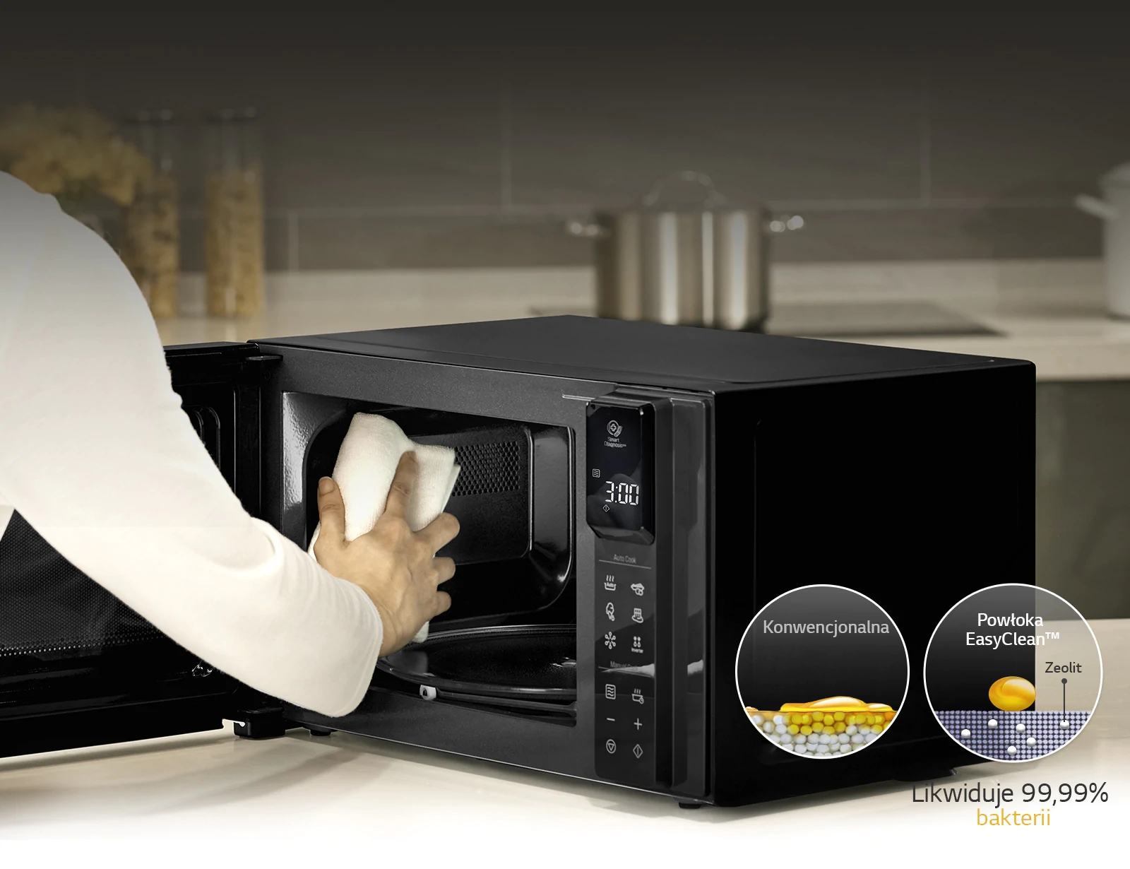 Technologia EasyClean™ eliminuje 99,99% bakterii1