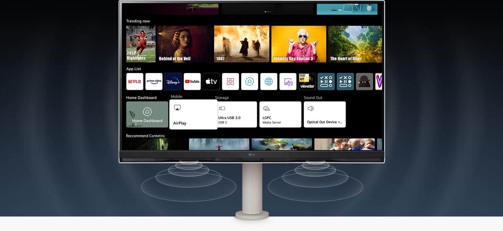 Wbudowane aplikacje systemu webOS22 pozwalają na oglądanie różnego rodzaju filmów i programów. Ponadto dwa głośniki stereo o mocy 5 W zapewniają kompletne wrażenia dźwiękowe.