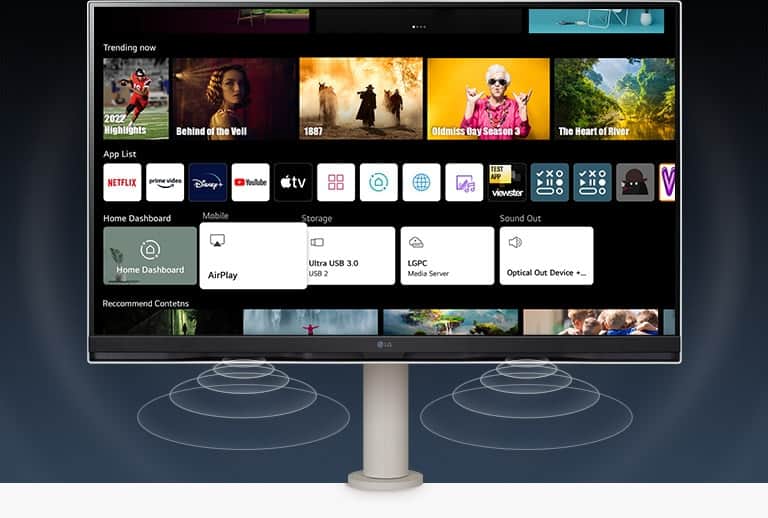 Wbudowane aplikacje systemu webOS22 pozwalają na oglądanie różnego rodzaju filmów i programów. Ponadto dwa głośniki stereo o mocy 5 W zapewniają kompletne wrażenia dźwiękowe.