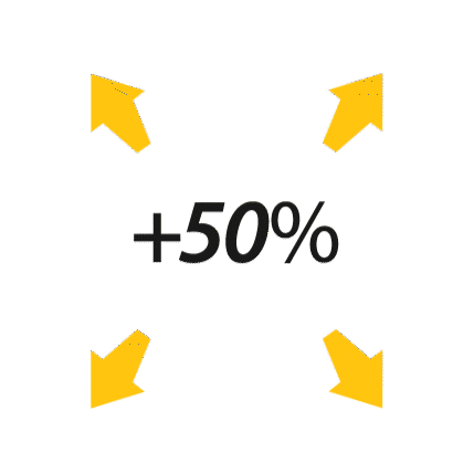50% więcej przestrzeni