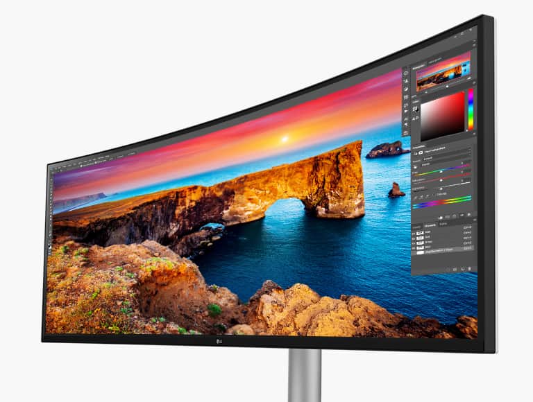 Ekran LG Nano IPS™ obsługuje szeroką gamę kolorów, 98% gamy DCI-P3, oraz zapewnia doskonałe odwzorowanie barw i świetną jasność dzięki technologii VESA Display HDR™400.