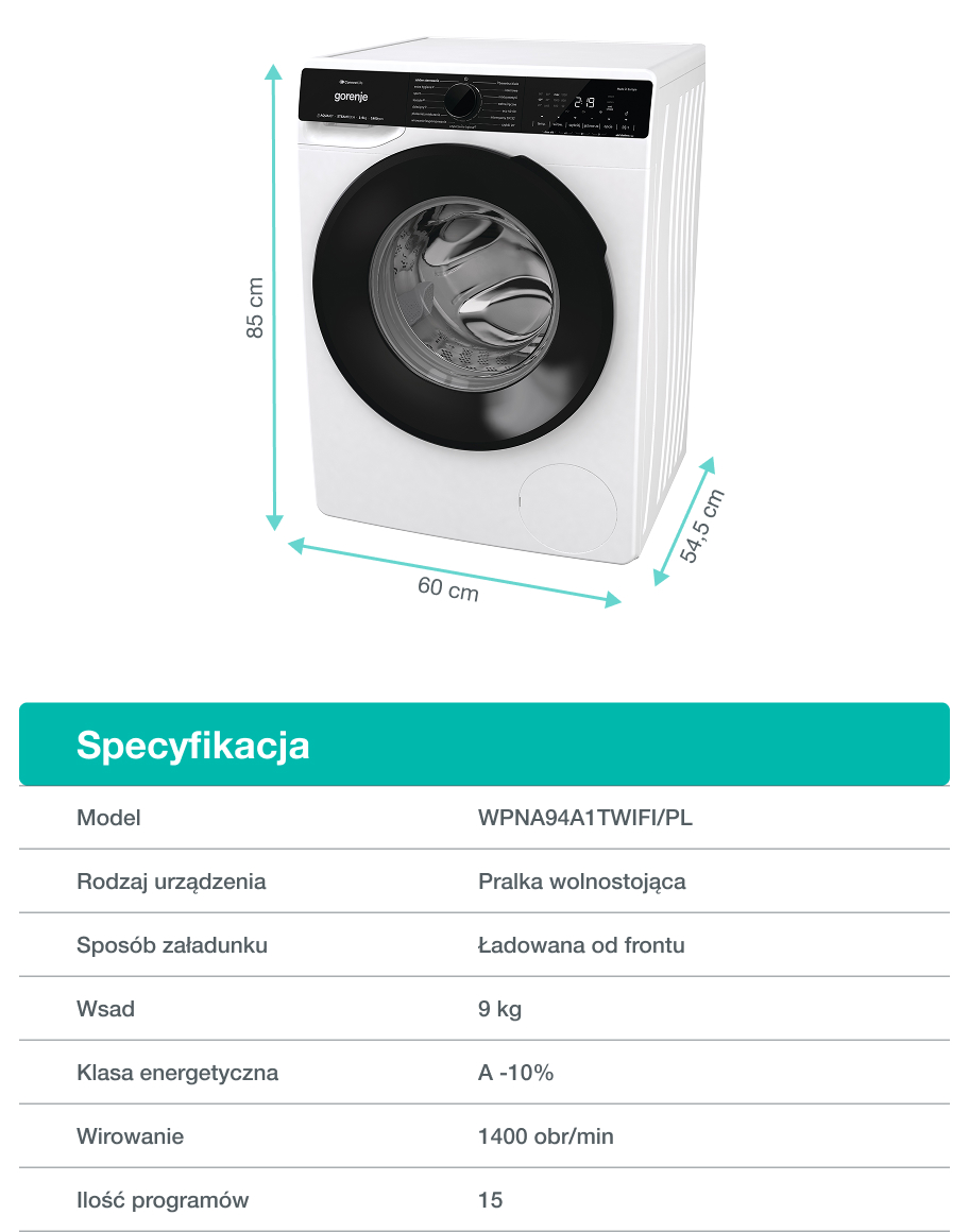 Image: GORENJE LAUNDRY WPNA94A1TWIFI-PL GORENJE LAUNDRY WPNA94A1TWIFI-PL