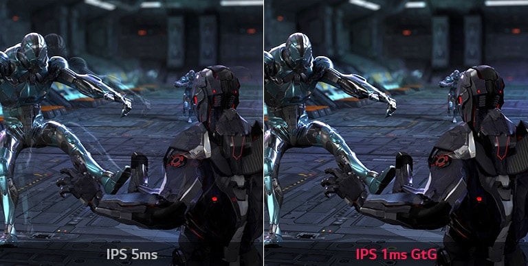porównanie poświaty na matrycach IPS 5 ms i IPS 1 ms