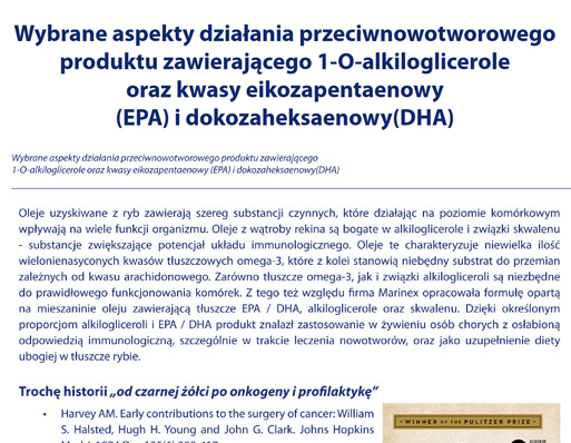 BioMarine Medical odporność w grypie i infekcjach wirusowych, żywienie w radioterapii i chemioterapii