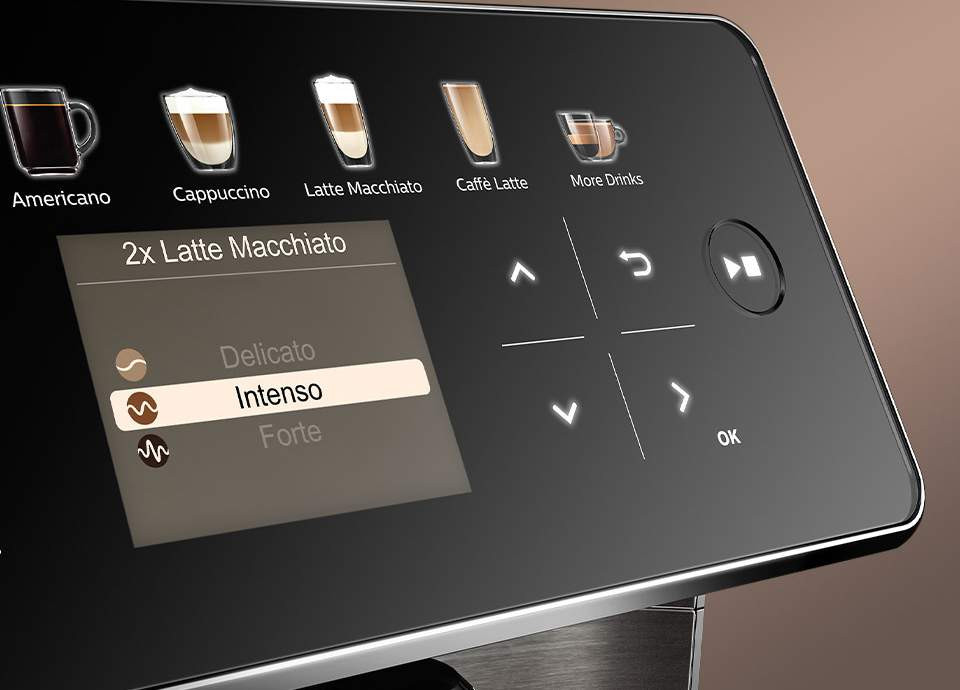 CoffeeMaestro oferuje trzy specjalnie zaprogramowane ustawienia: Delicato, Intenso i Forte CoffeeMaestro oferuje trzy specjalnie zaprogramowane ustawienia: Delicato, Intenso i Forte