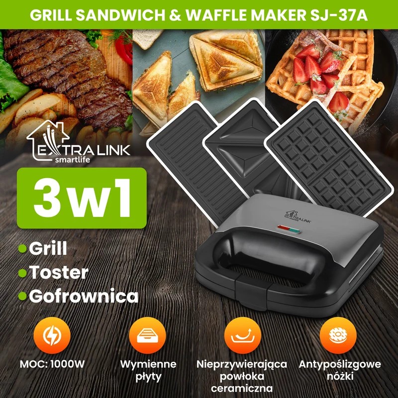 EXTRALINK GRILL SANDWICH & WAFFLE MAKER SJ-37A