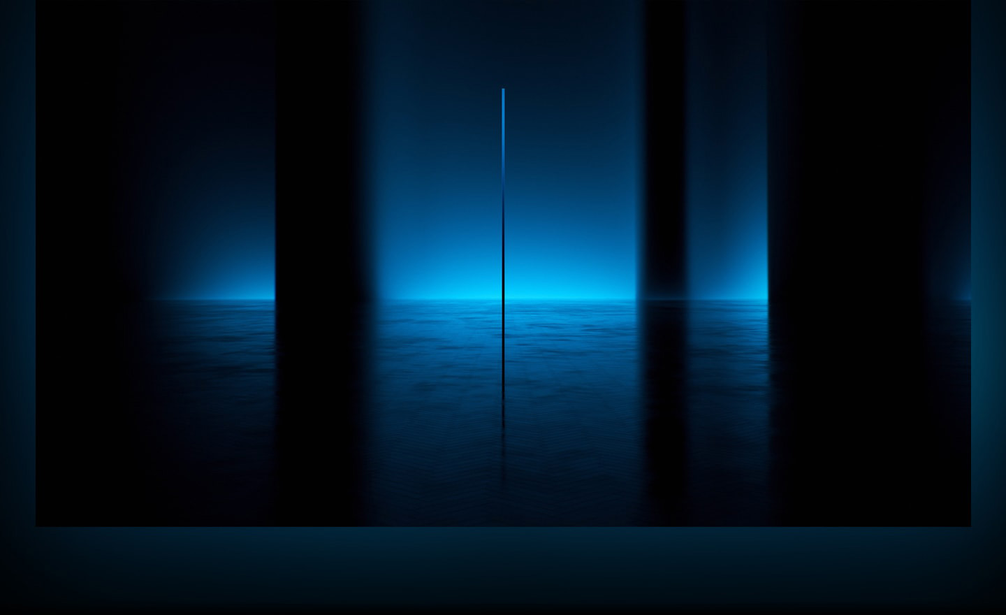 A side view of a QLED TV is on display exhibiting t its ultra thin feature. QN95BATXXH