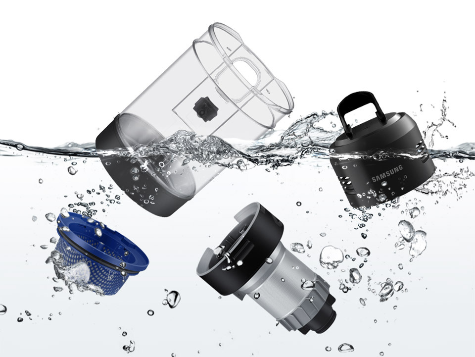 Pojemnik na kurz i system filtracyjny należy opłukać wodą - Samsung