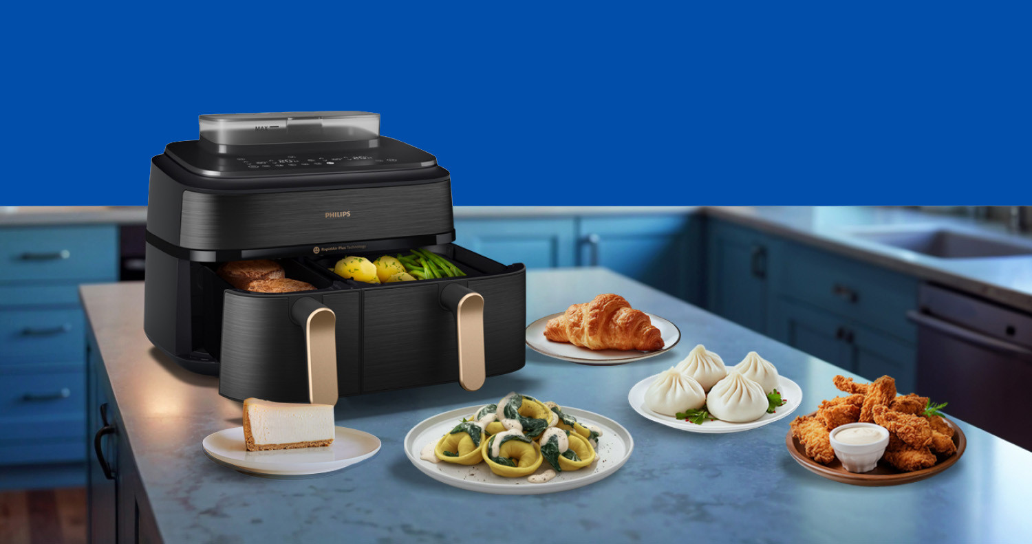 Pierwszy Airfryer z podwójnym koszem i funkcją gotowania na parze