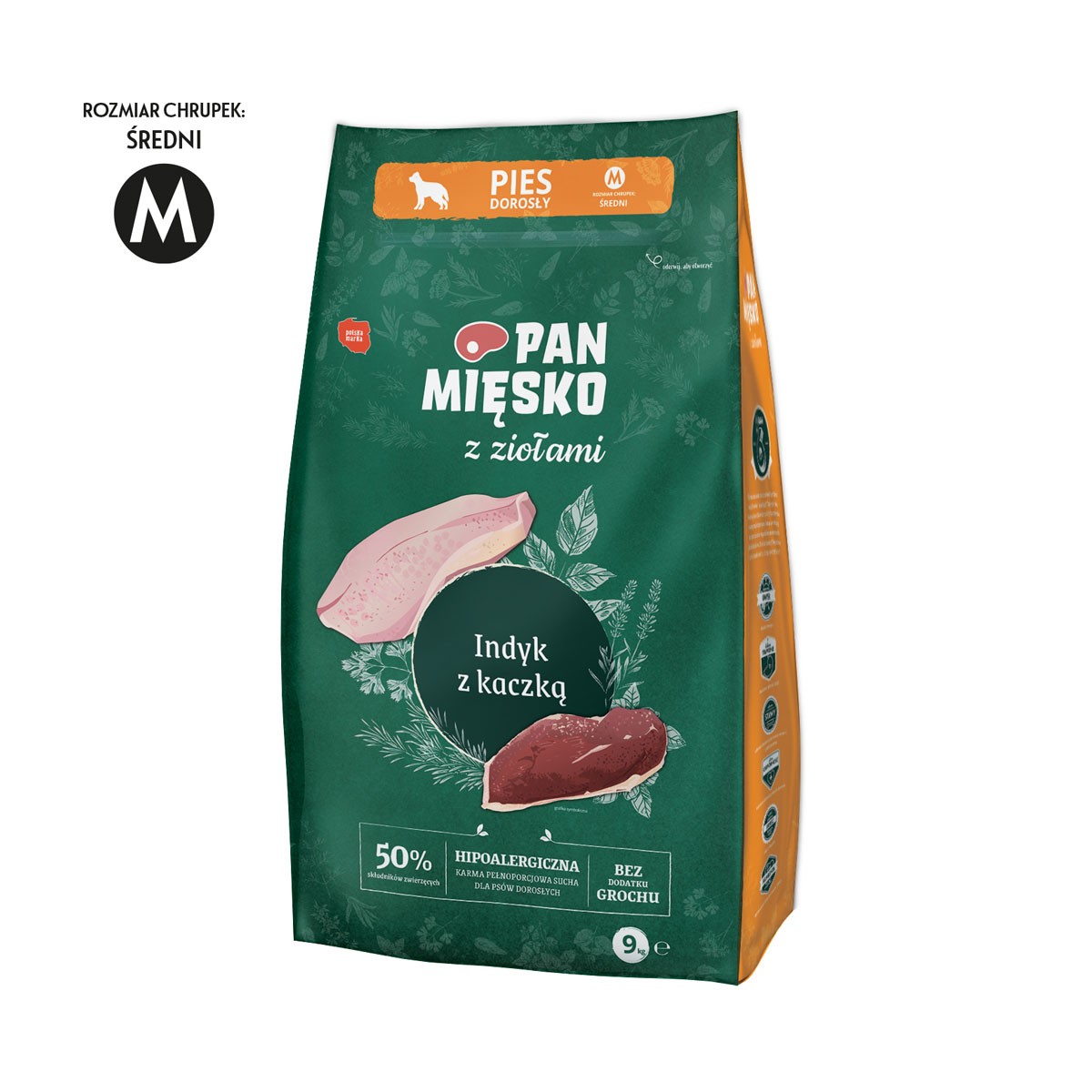 Сухий корм для собак Mr. Meat з травами для індички та качки (дорослий) хрусткий M 9 кг Сухий корм для собак Mr. Meat з травами для індички та качки (дорослий) хрусткий M 9 кг