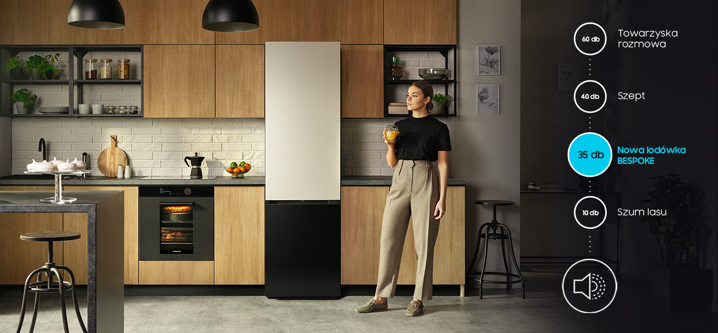 wyjątkowo cicha praca lodówki Samsung RB38C7B6CAP 