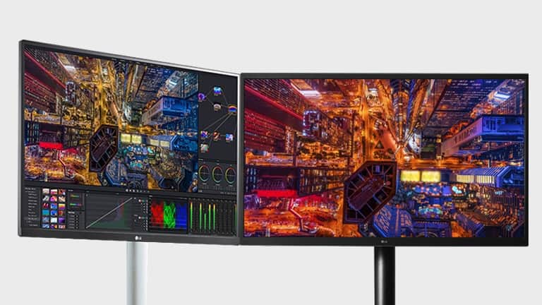 LG UltraFine™ OLED Pro obsługuje standardowe tryby kolorów dla profesjonalistów - tryb BT.2100 PQ, P3 PQ po prawej stronie