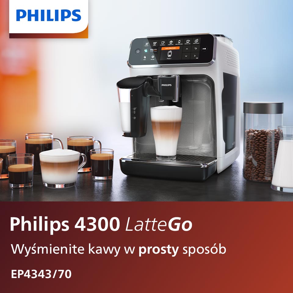PHILIPS LatteGo 4300 EP4343/70 Ekspres - niskie ceny i opinie w Media Expert