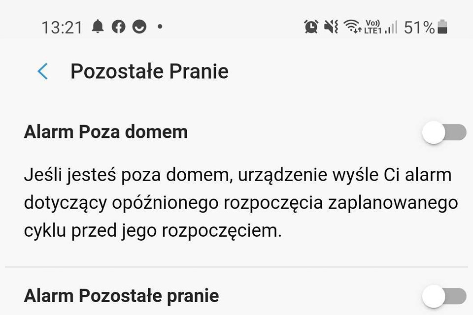 Przypomnienia o konieczności wyczyszczenia pralki