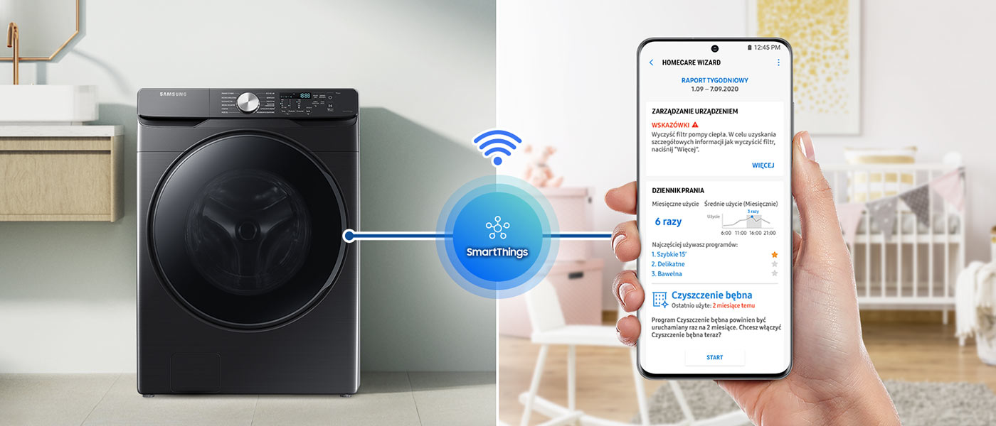 SmartThings to aplikacja służąca do obsługiwania pralki na odległość