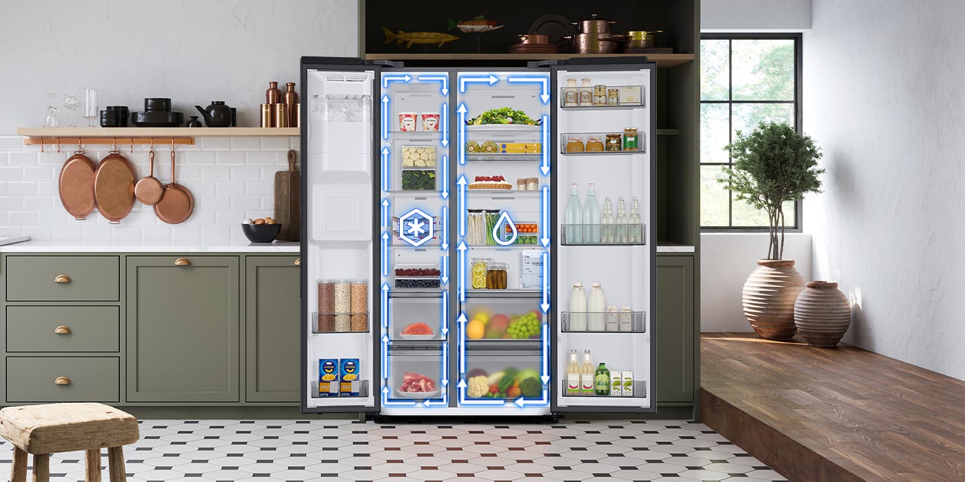 Wizualizacja działania mrożąco-chłodzącego systemu Twin Cooling Plus™