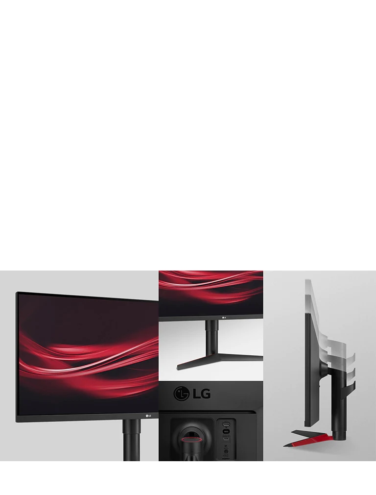Ergonomiczny design z możliwością regulacji kąta nachylenia i wysokości oraz łatwą w montażu podstawką.