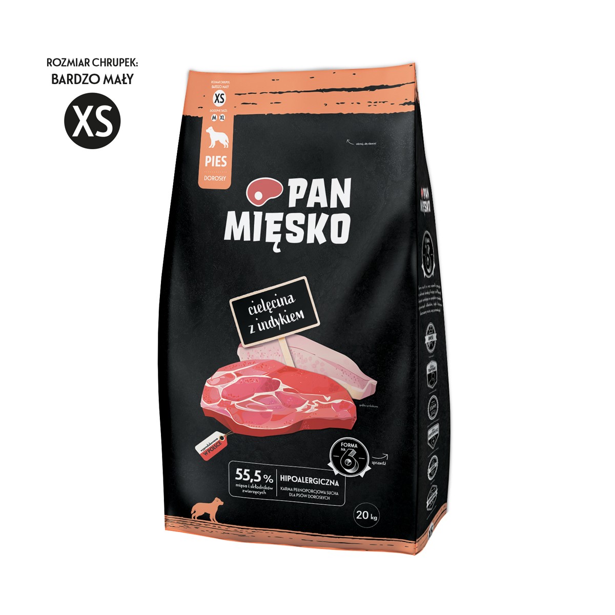 Сухий корм для собак Mr. Meat Телятина з індичкою (дорослі) чіпси XS 20 кг