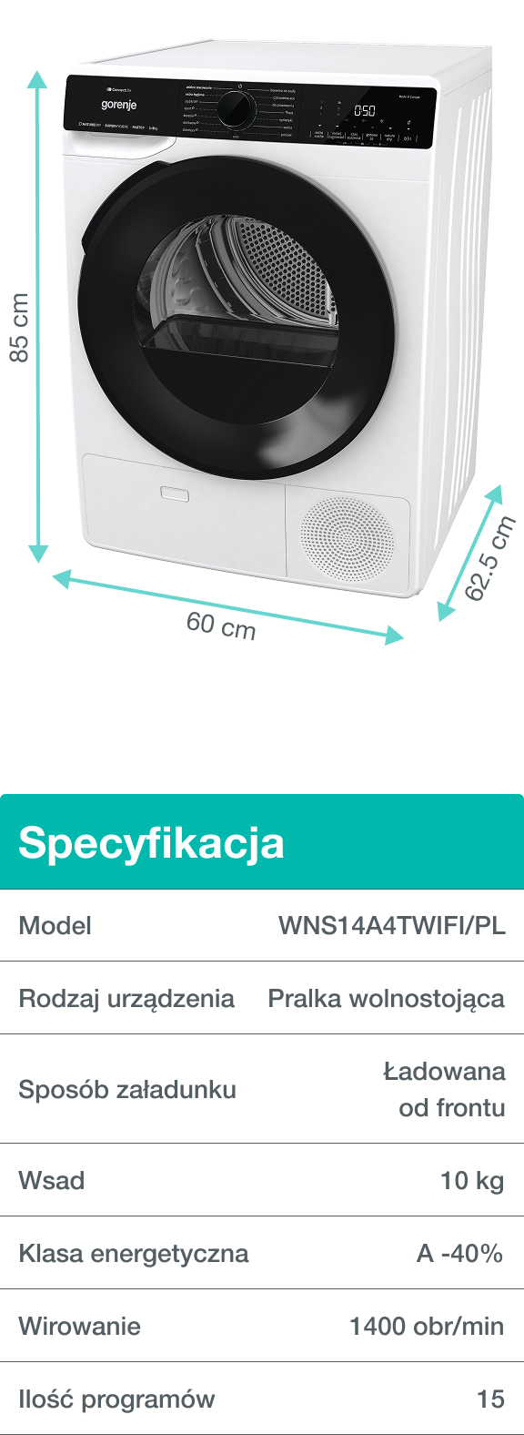 GORENJE LAUNDRY WNS14A4TWIFI-PL