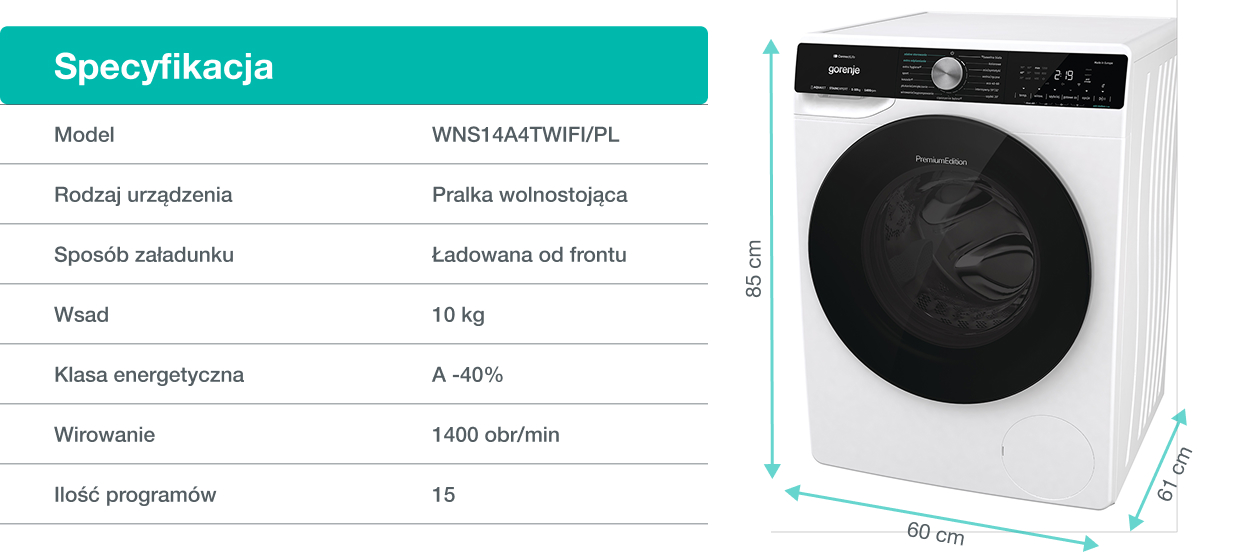 GORENJE LAUNDRY WNS14A4TWIFI-PL