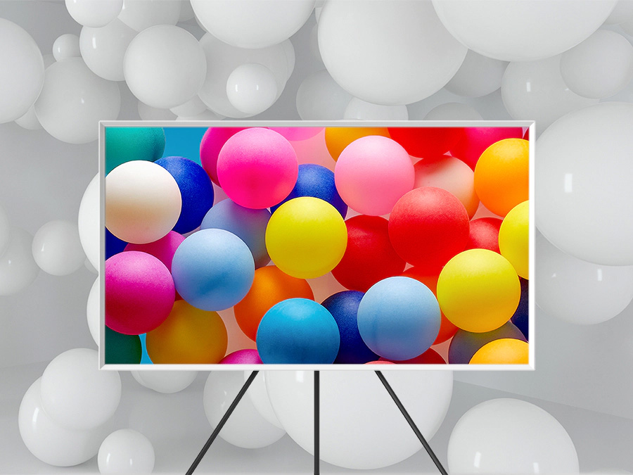 The Frame is displaying many balloons  in a wide variety of colors. LS03BBUXXH