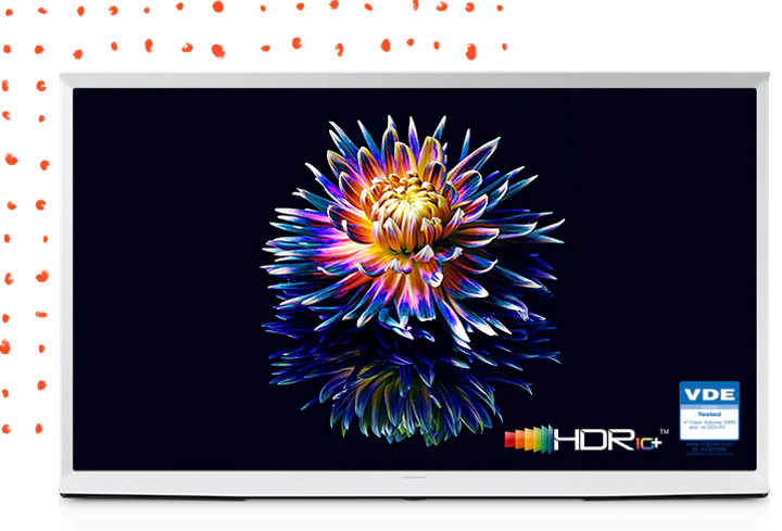 Zastosowanie technologii QLED w The Serif Samsung LS01B to gwarancja dobrej jakości obrazu. LS01BAUXXH