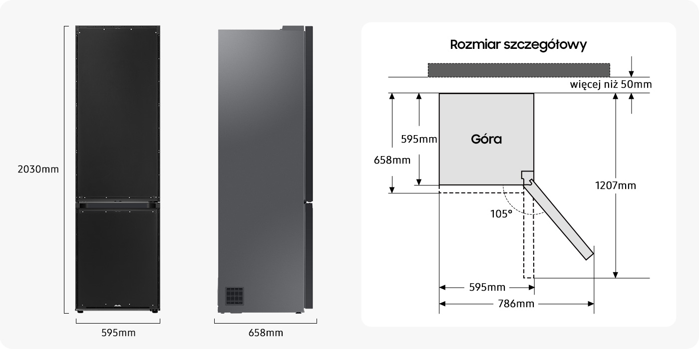  rb38c7b6aap wymiary lodówki Samsung