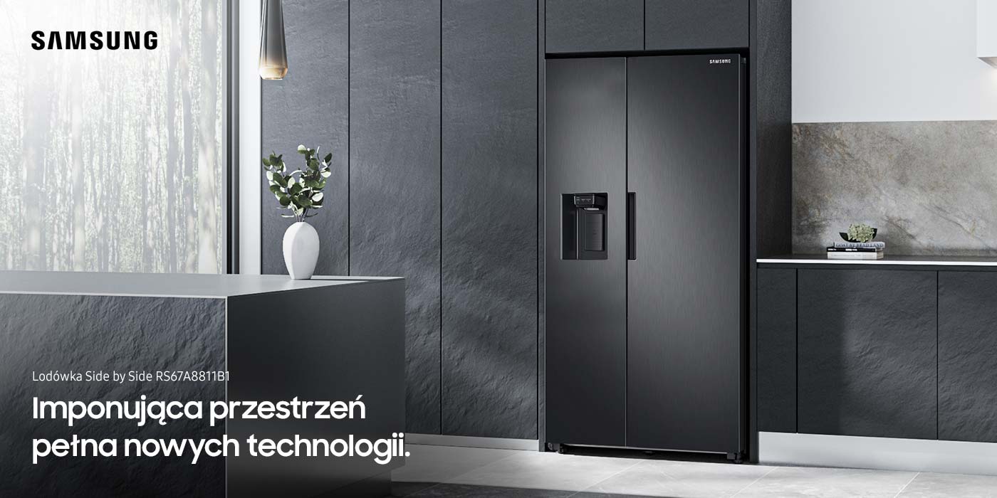 Lodówka Samsung RS67A8811B1 Side by Side 178 cm Czarna