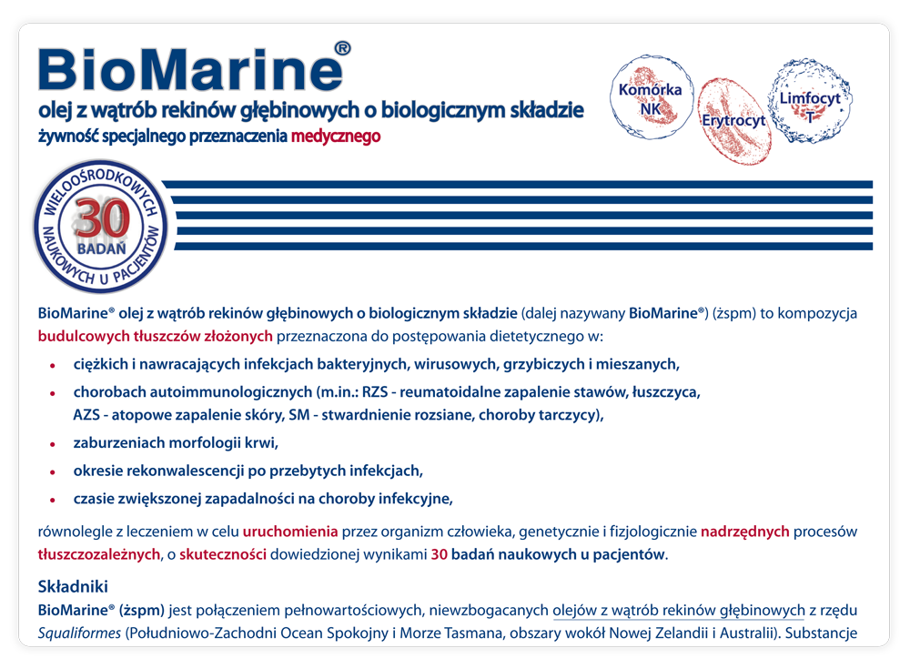 BioMarine Medical odporność w grypie i infekcjach wirusowych, żywienie w radioterapii i chemioterapii