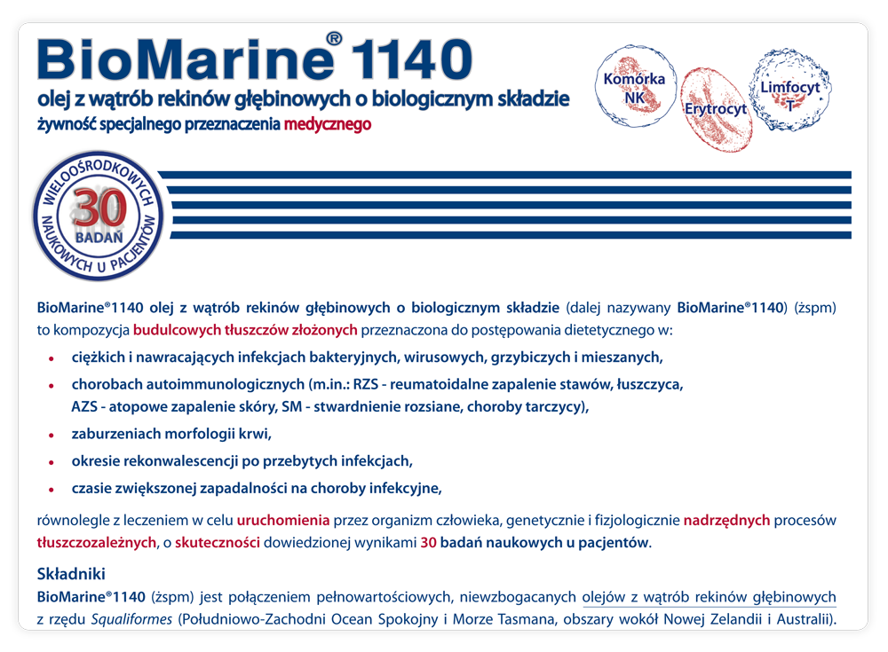 BioMarine Medical odporność w grypie i infekcjach wirusowych, żywienie w radioterapii i chemioterapii