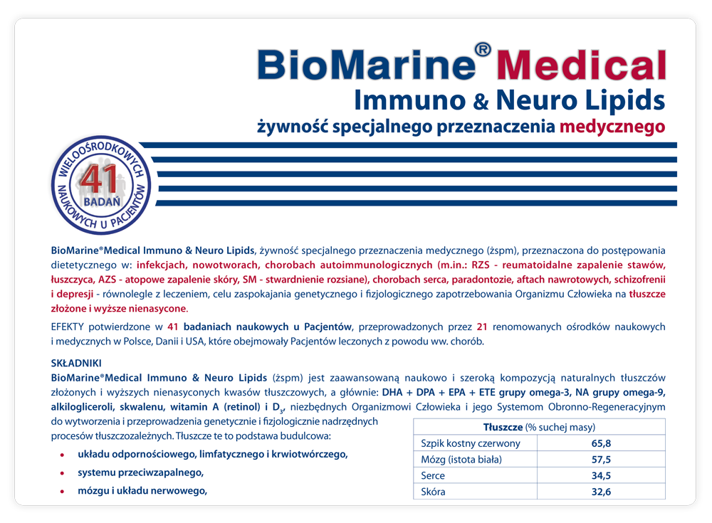 BioMarine Medical odporność w grypie i infekcjach wirusowych, żywienie w radioterapii i chemioterapii