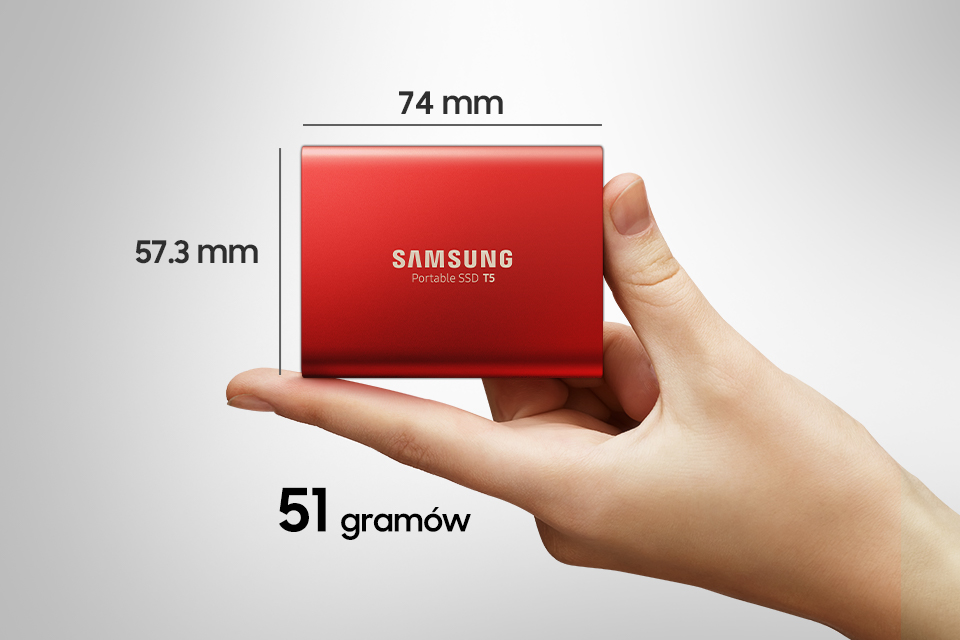 Samsung Portable SSD T5 500GB レッド Dysk zewnętrzny Samsung T5 500GB Czerwony (MU-PA500R/EU