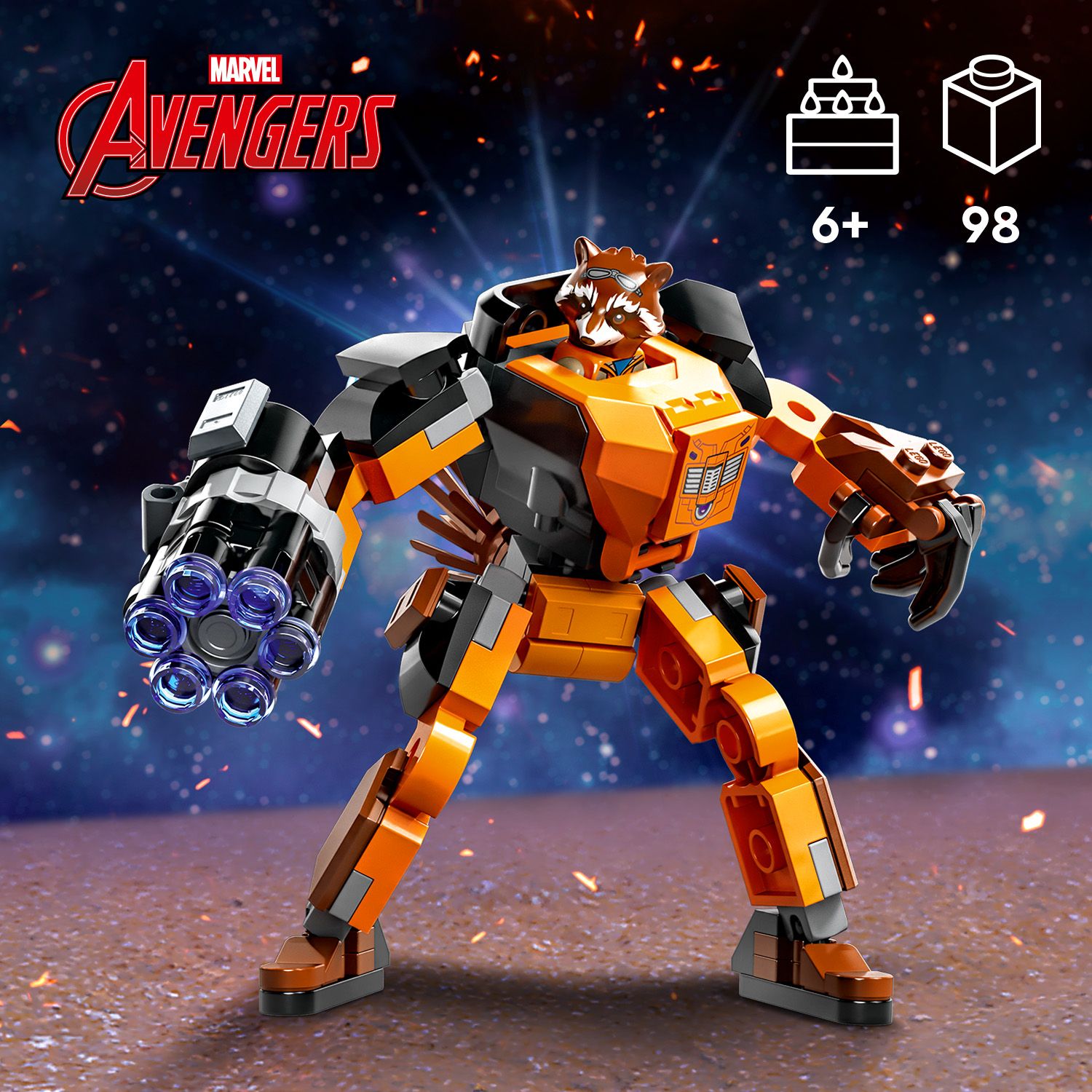 ロボット STAK LEGO 76243 Marvel Mechaniczna zbroja Rocketa, Figurka ze