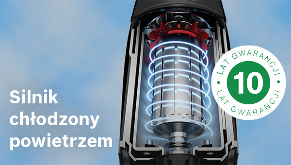 Chłodzony powietrzem silnik o mocy 1200 W - ochrona przed przegrzaniem urządzenia.