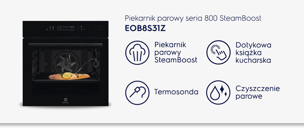 Four encastrable Série 800 Pro SteamBoost 70L Noir - ELECTROLUX - EOB8S31Z  
