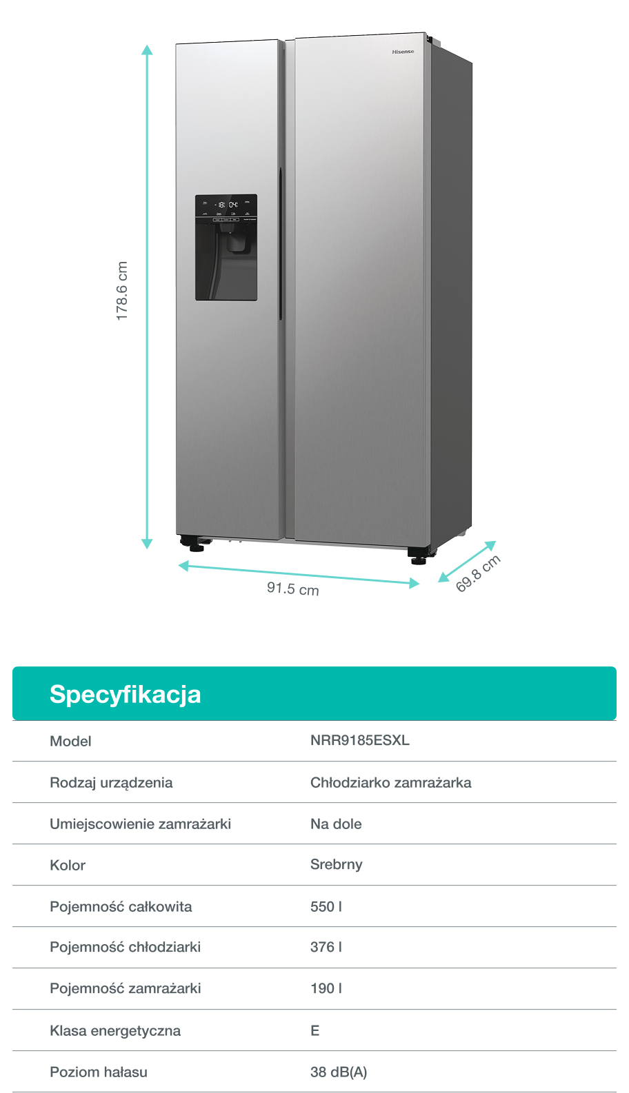 Lodówka Gorenje NRR9185ESXL Side by Side 178,6 cm Srebrna od 3645